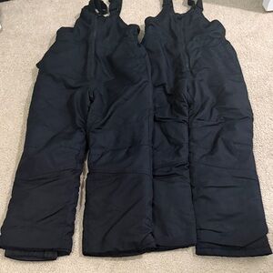 Set of 2 kids Black Snow Bib Overalls size Medium